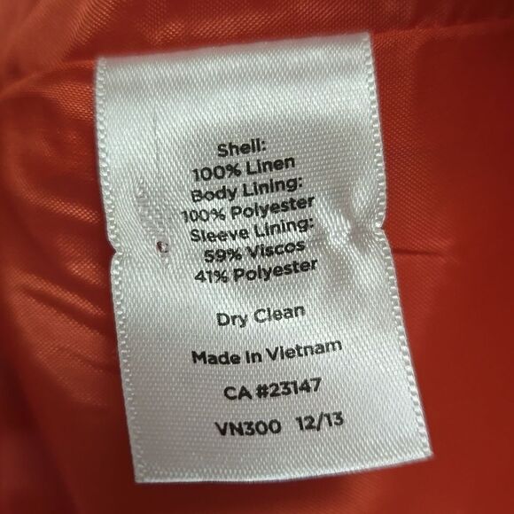 Talbots 100% Linen Blazer Jacket Size 4 Coral Coastal Quiet Luxury Career - Picture 11 of 12